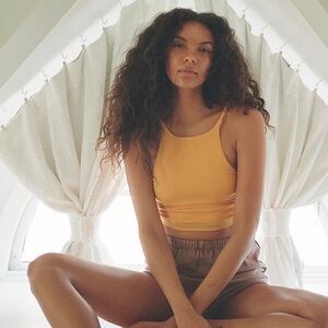 Out From Under Urban Outfitters Matchpoint Ruched Halter Bra Top in Yellow sz XL